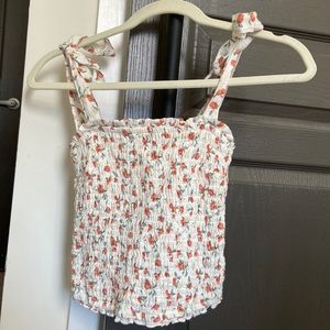 Abercrombie and Fitch peach print tie strap top size small